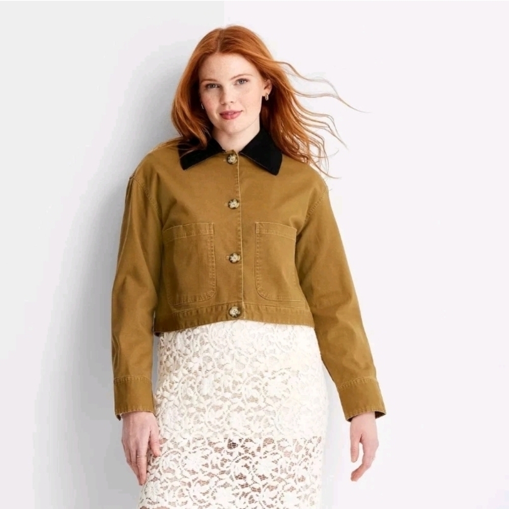 Future Collective Women's Cropped Chore Jacket Khaki